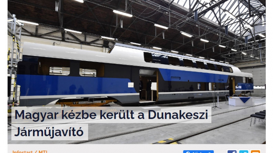 A Dunakeszi Járműjavító Kft. teljes egészében magyar tulajdonba került