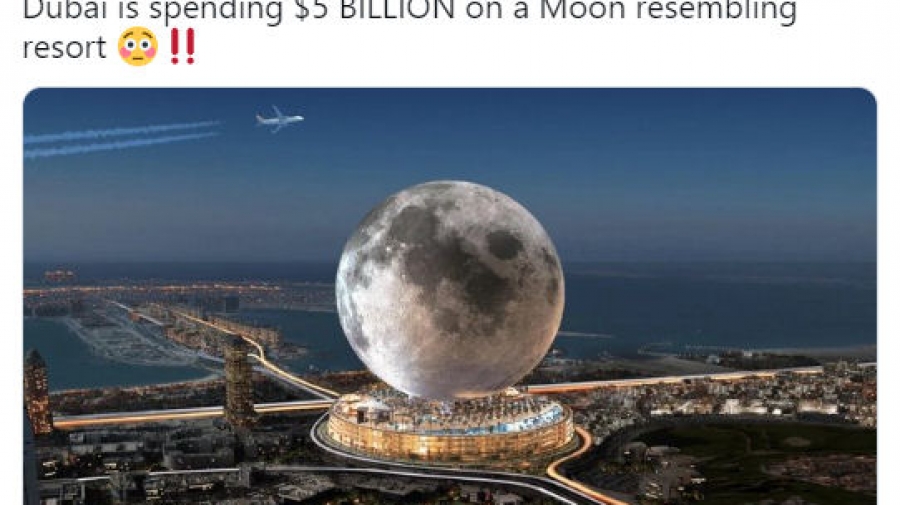 5 milliárd dollárért egy Hold-témájú luxusüdülőhelyet készülnek felépíteni Dubajban